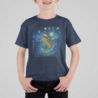 Bass Fish Christmas T Shirt For Kid Starry Night Fishing Van Gogh - Wonder Print Shop