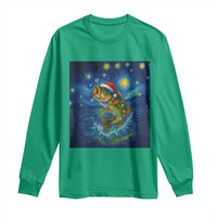 Bass Fish Christmas Long Sleeve Shirt Starry Night Fishing Van Gogh - Wonder Print Shop
