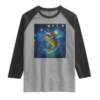 Bass Fish Christmas Raglan Shirt Starry Night Fishing Van Gogh - Wonder Print Shop