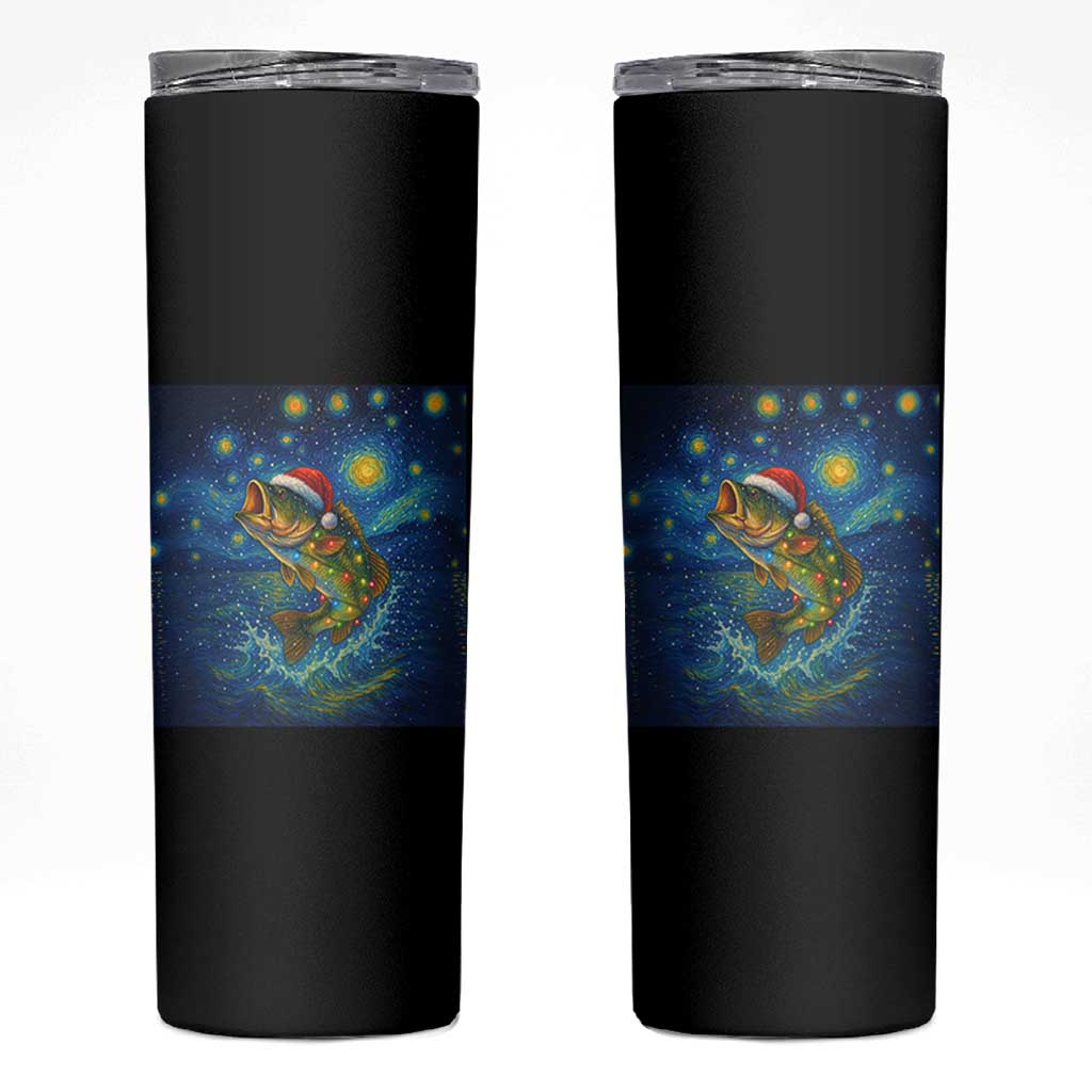 Bass Fish Christmas Skinny Tumbler Starry Night Fishing Van Gogh - Wonder Print Shop