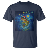 Bass Fish Christmas T Shirt Starry Night Fishing Van Gogh - Wonder Print Shop