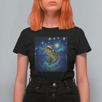 Bass Fish Christmas T Shirt For Women Starry Night Fishing Van Gogh - Wonder Print Shop