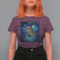 Bass Fish Christmas T Shirt For Women Starry Night Fishing Van Gogh - Wonder Print Shop
