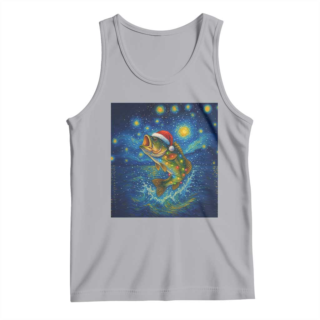 Bass Fish Christmas Tank Top Starry Night Fishing Van Gogh - Wonder Print Shop