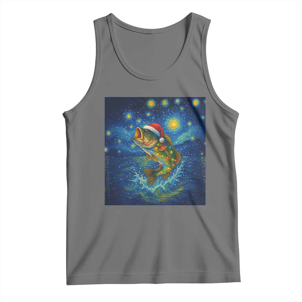 Bass Fish Christmas Tank Top Starry Night Fishing Van Gogh - Wonder Print Shop
