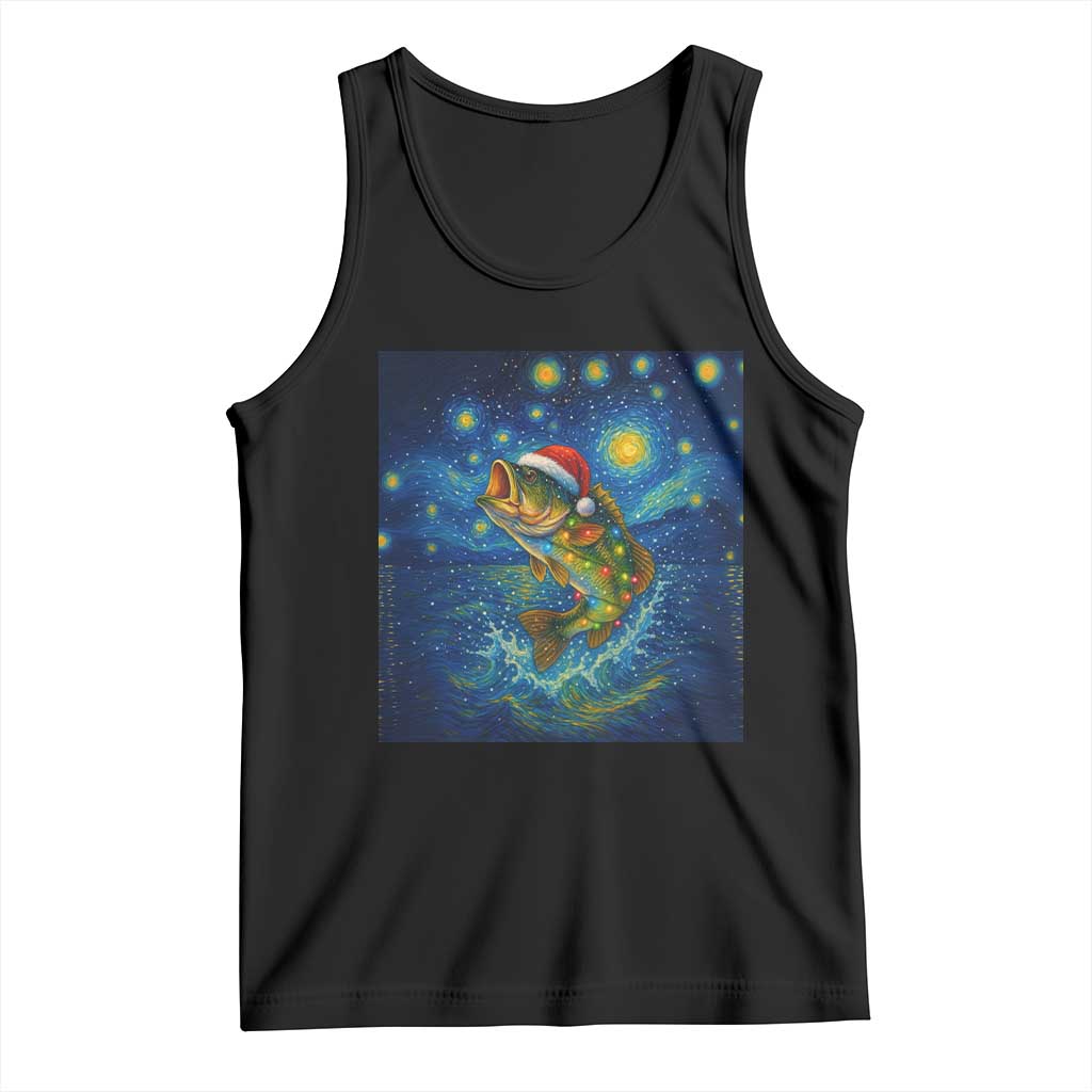 Bass Fish Christmas Tank Top Starry Night Fishing Van Gogh - Wonder Print Shop