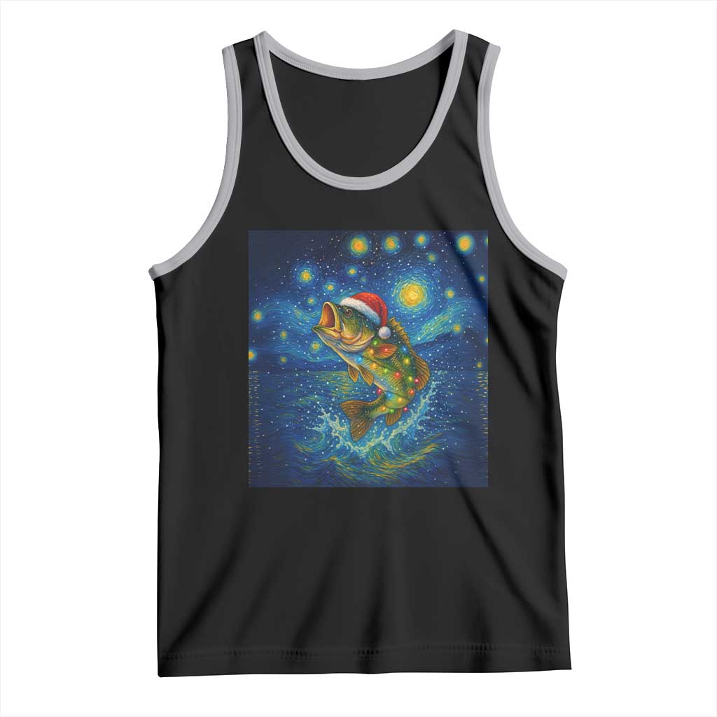Bass Fish Christmas Tank Top Starry Night Fishing Van Gogh - Wonder Print Shop