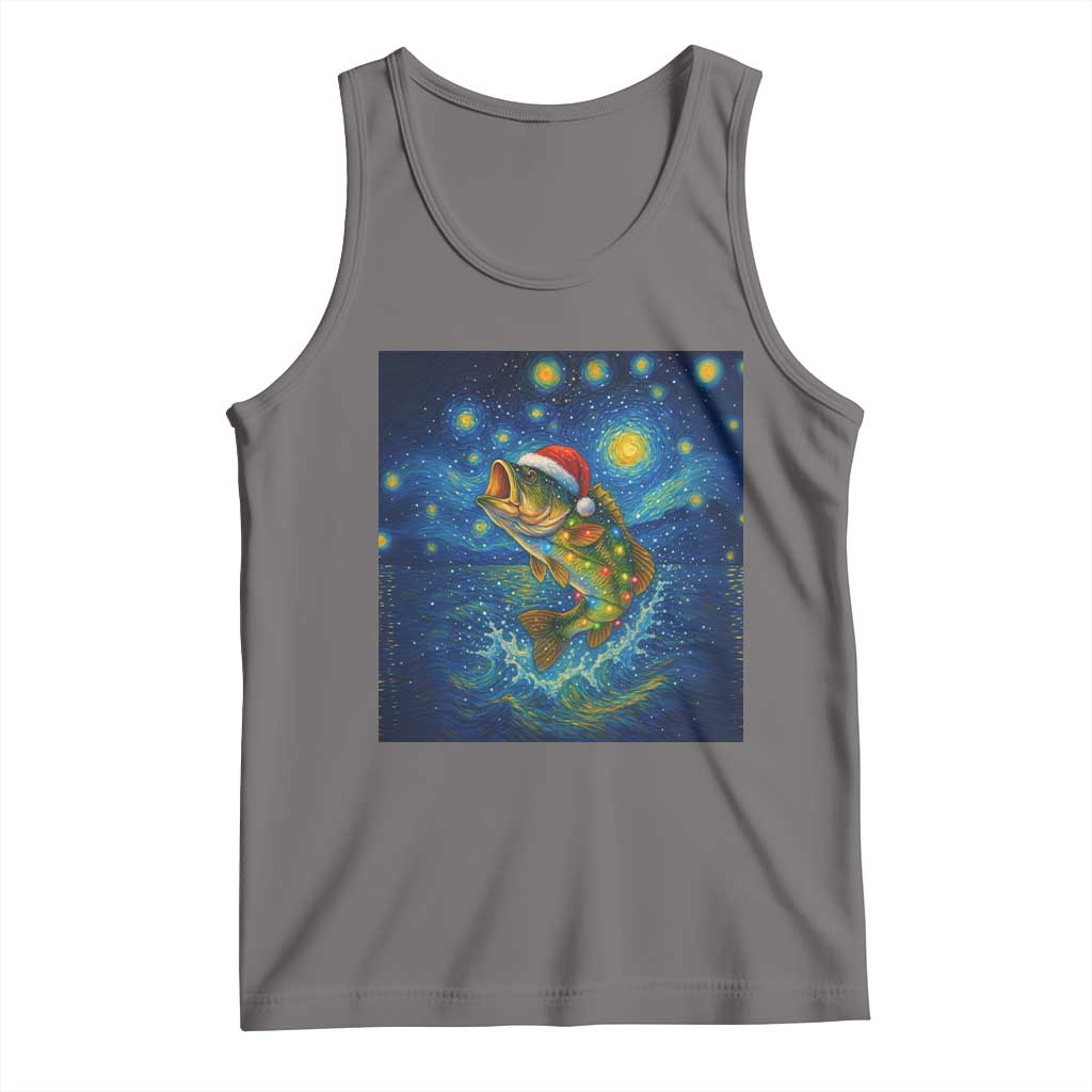 Bass Fish Christmas Tank Top Starry Night Fishing Van Gogh - Wonder Print Shop