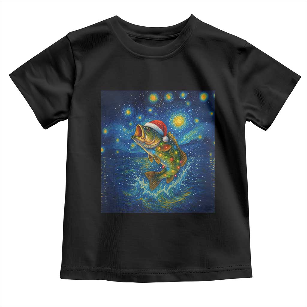 Bass Fish Christmas Toddler T Shirt Starry Night Fishing Van Gogh - Wonder Print Shop