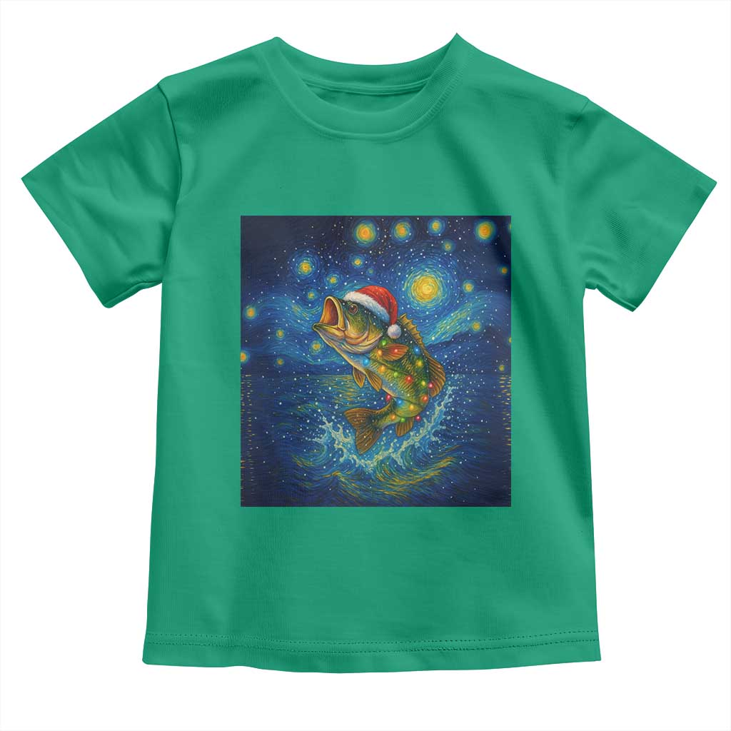 Bass Fish Christmas Toddler T Shirt Starry Night Fishing Van Gogh - Wonder Print Shop