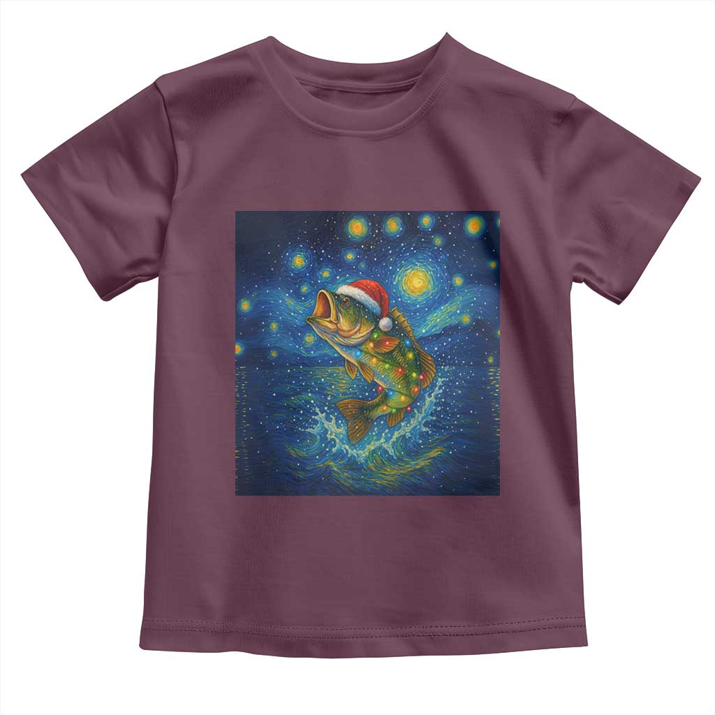 Bass Fish Christmas Toddler T Shirt Starry Night Fishing Van Gogh - Wonder Print Shop