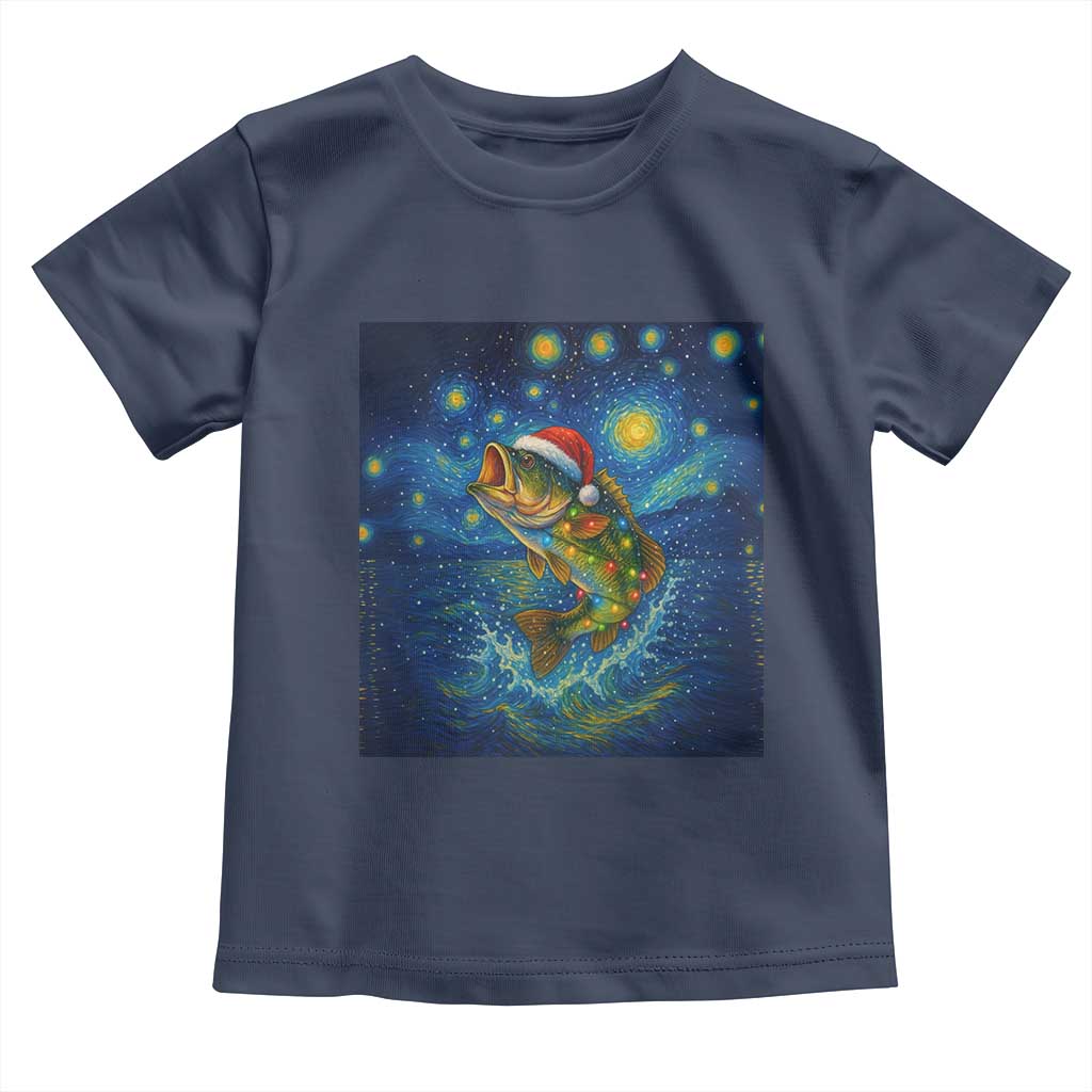 Bass Fish Christmas Toddler T Shirt Starry Night Fishing Van Gogh - Wonder Print Shop