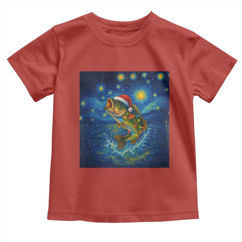 Bass Fish Christmas Toddler T Shirt Starry Night Fishing Van Gogh - Wonder Print Shop