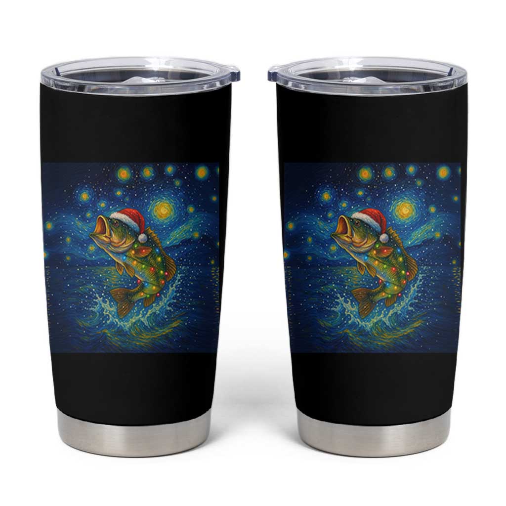 Bass Fish Christmas Tumbler Cup Starry Night Fishing Van Gogh - Wonder Print Shop