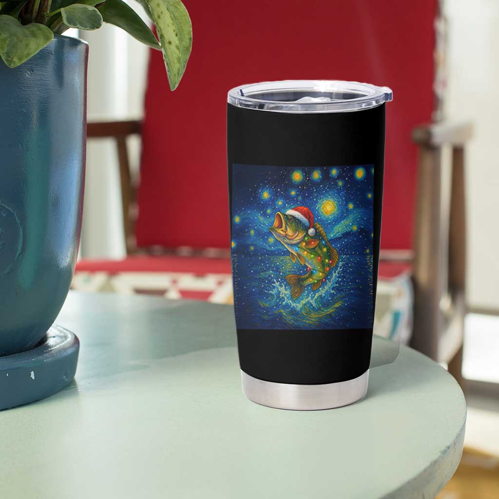 Bass Fish Christmas Tumbler Cup Starry Night Fishing Van Gogh - Wonder Print Shop