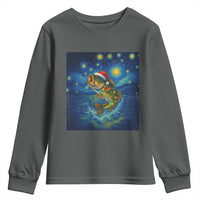 Bass Fish Christmas Youth Sweatshirt Starry Night Fishing Van Gogh - Wonder Print Shop
