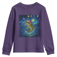 Bass Fish Christmas Youth Sweatshirt Starry Night Fishing Van Gogh - Wonder Print Shop