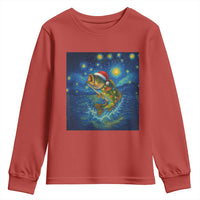 Bass Fish Christmas Youth Sweatshirt Starry Night Fishing Van Gogh - Wonder Print Shop