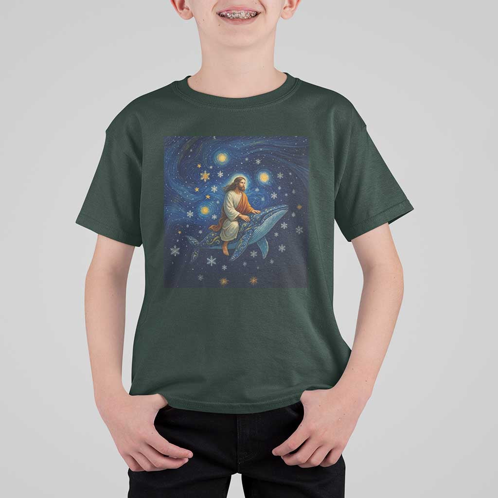 Jesus Christian T Shirt For Kid Stary Night Van Gogh Christmas - Wonder Print Shop