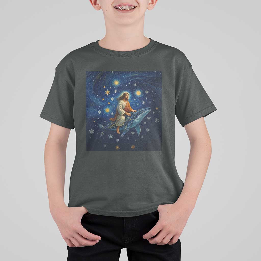 Jesus Christian T Shirt For Kid Stary Night Van Gogh Christmas - Wonder Print Shop