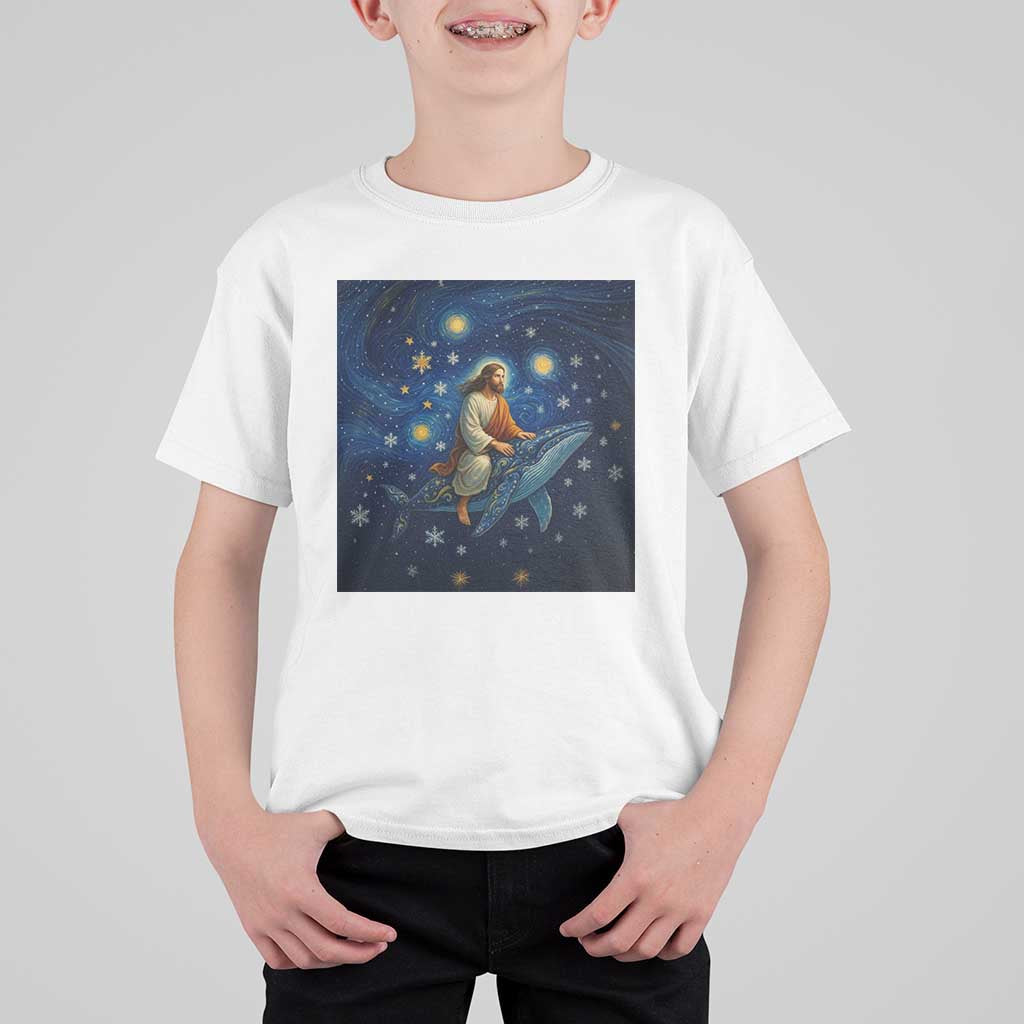 Jesus Christian T Shirt For Kid Stary Night Van Gogh Christmas - Wonder Print Shop
