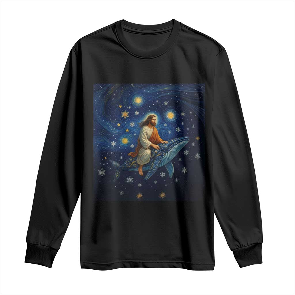 Jesus Christian Long Sleeve Shirt Stary Night Van Gogh Christmas - Wonder Print Shop