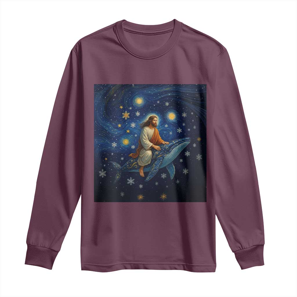 Jesus Christian Long Sleeve Shirt Stary Night Van Gogh Christmas - Wonder Print Shop