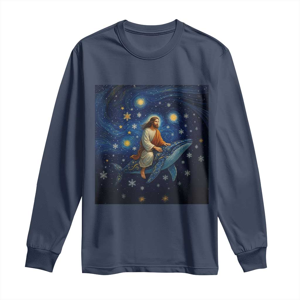 Jesus Christian Long Sleeve Shirt Stary Night Van Gogh Christmas - Wonder Print Shop