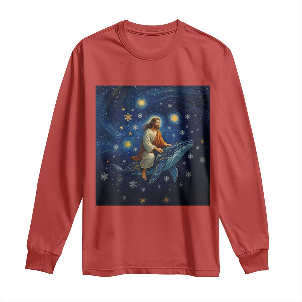 Jesus Christian Long Sleeve Shirt Stary Night Van Gogh Christmas - Wonder Print Shop