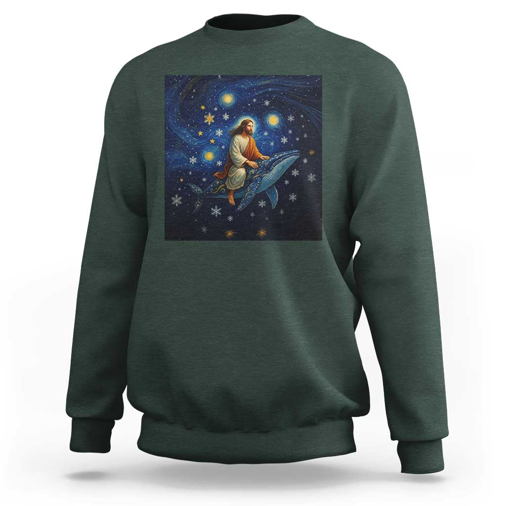 Jesus Christian Sweatshirt Stary Night Van Gogh Christmas - Wonder Print Shop
