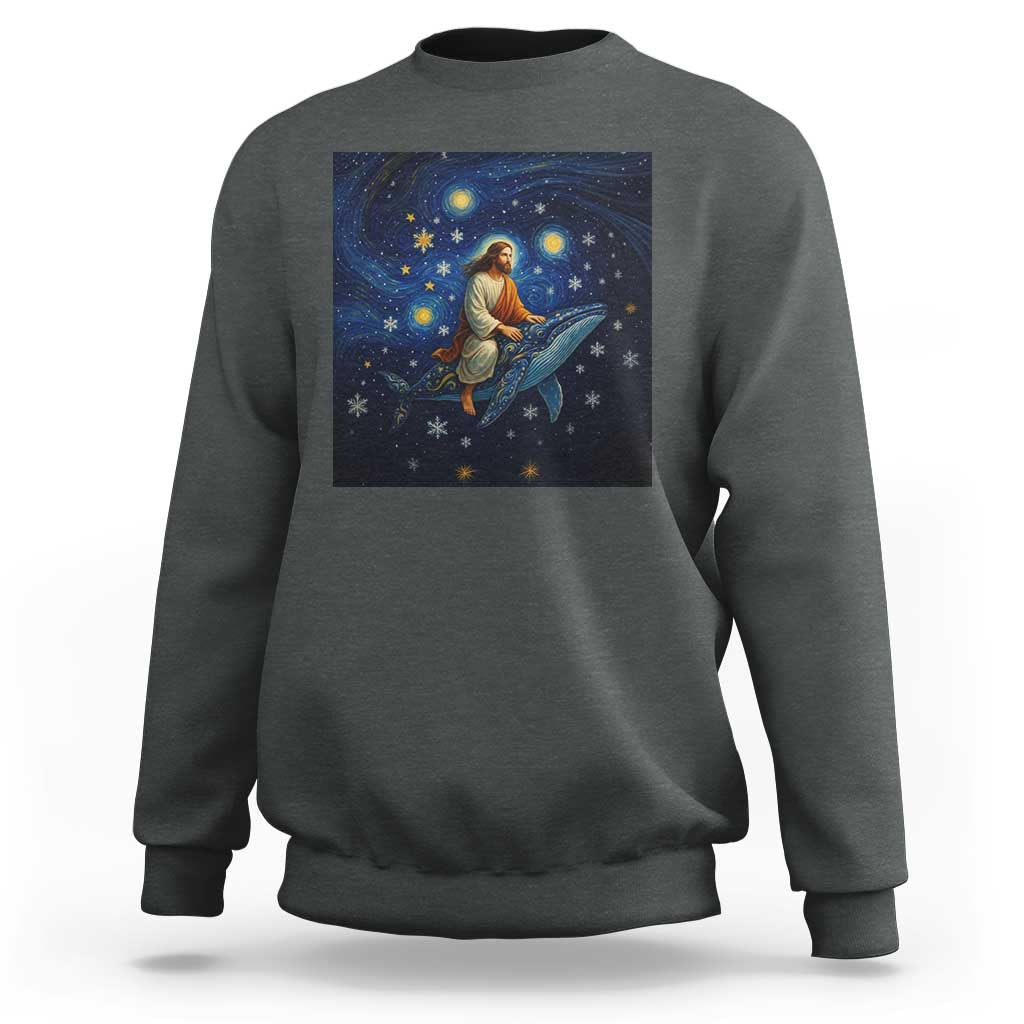 Jesus Christian Sweatshirt Stary Night Van Gogh Christmas - Wonder Print Shop
