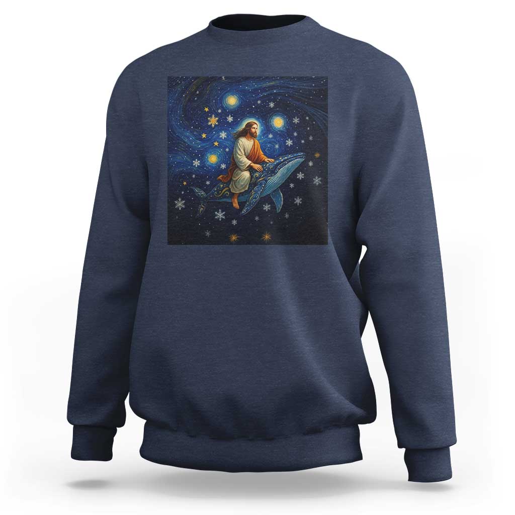 Jesus Christian Sweatshirt Stary Night Van Gogh Christmas - Wonder Print Shop