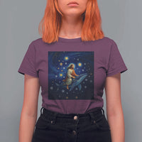 Jesus Christian T Shirt For Women Stary Night Van Gogh Christmas - Wonder Print Shop