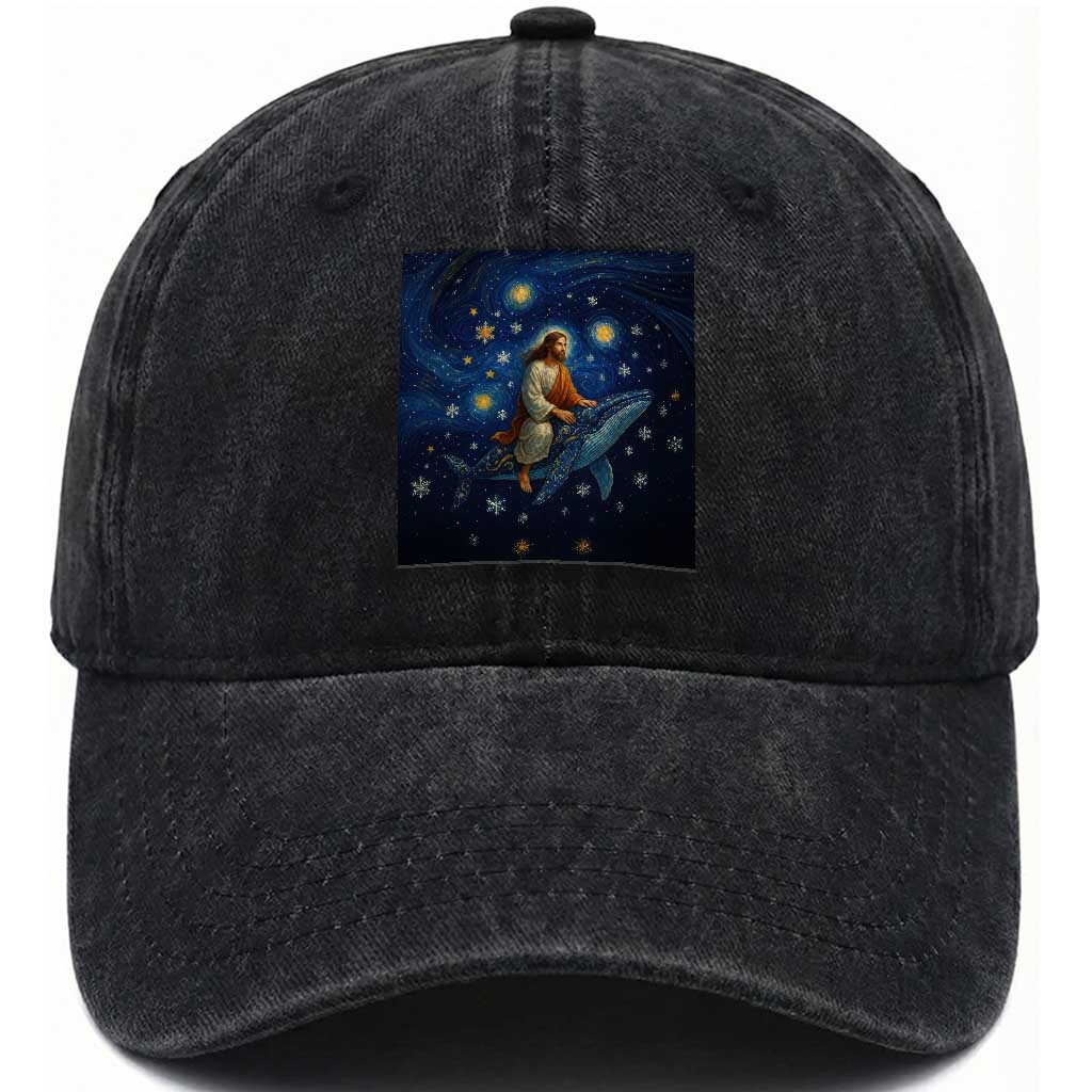 Jesus Christian Washed Cotton Baseball Cap Stary Night Van Gogh Christmas