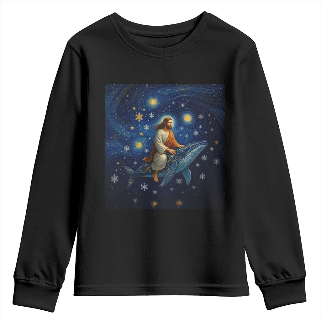 Jesus Christian Youth Sweatshirt Stary Night Van Gogh Christmas - Wonder Print Shop