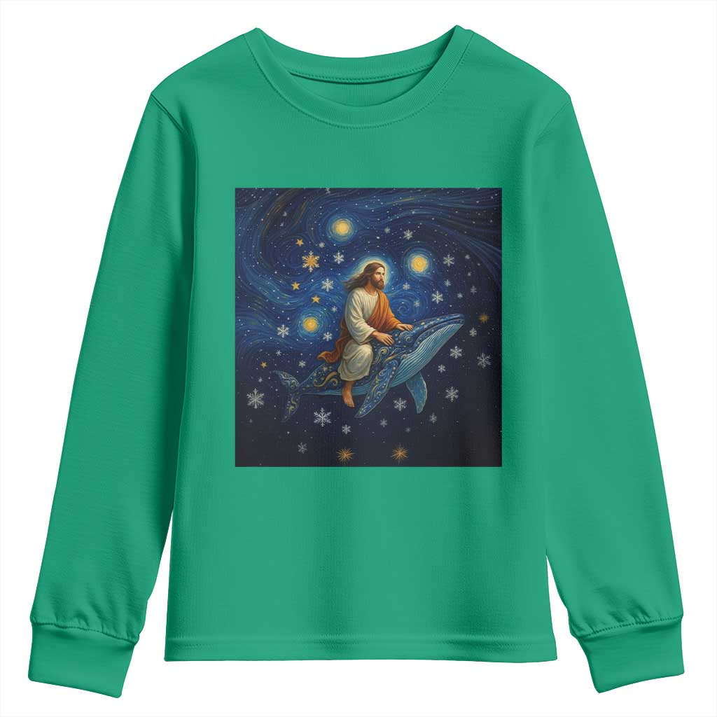 Jesus Christian Youth Sweatshirt Stary Night Van Gogh Christmas - Wonder Print Shop