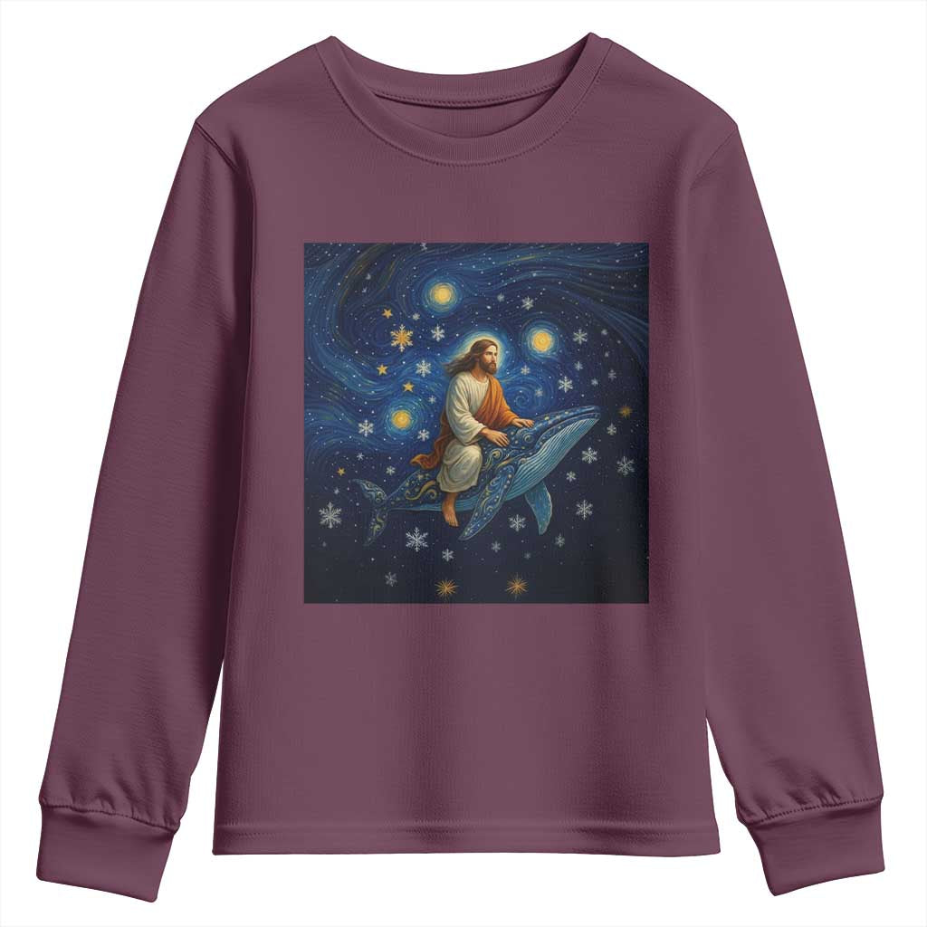 Jesus Christian Youth Sweatshirt Stary Night Van Gogh Christmas - Wonder Print Shop
