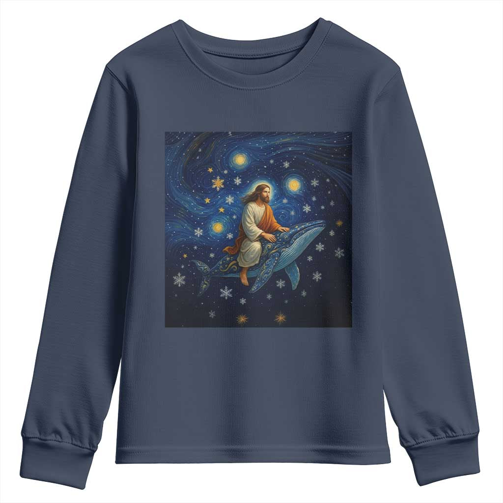 Jesus Christian Youth Sweatshirt Stary Night Van Gogh Christmas - Wonder Print Shop