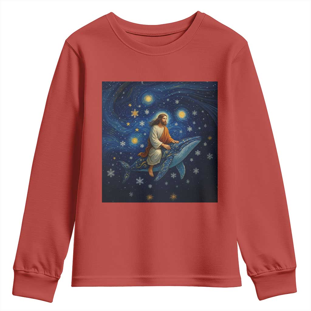 Jesus Christian Youth Sweatshirt Stary Night Van Gogh Christmas - Wonder Print Shop