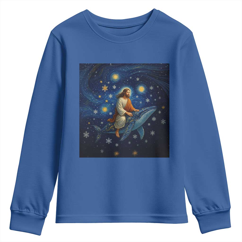Jesus Christian Youth Sweatshirt Stary Night Van Gogh Christmas - Wonder Print Shop