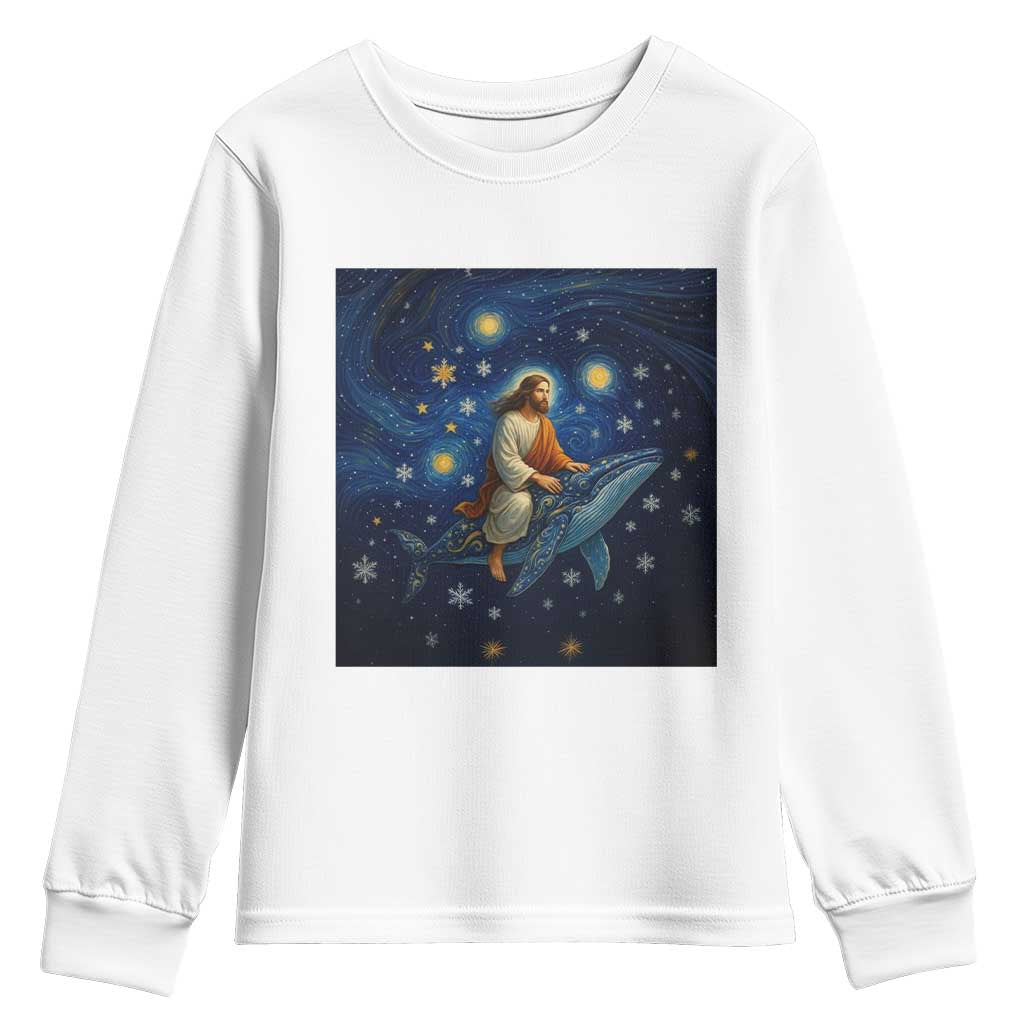 Jesus Christian Youth Sweatshirt Stary Night Van Gogh Christmas - Wonder Print Shop