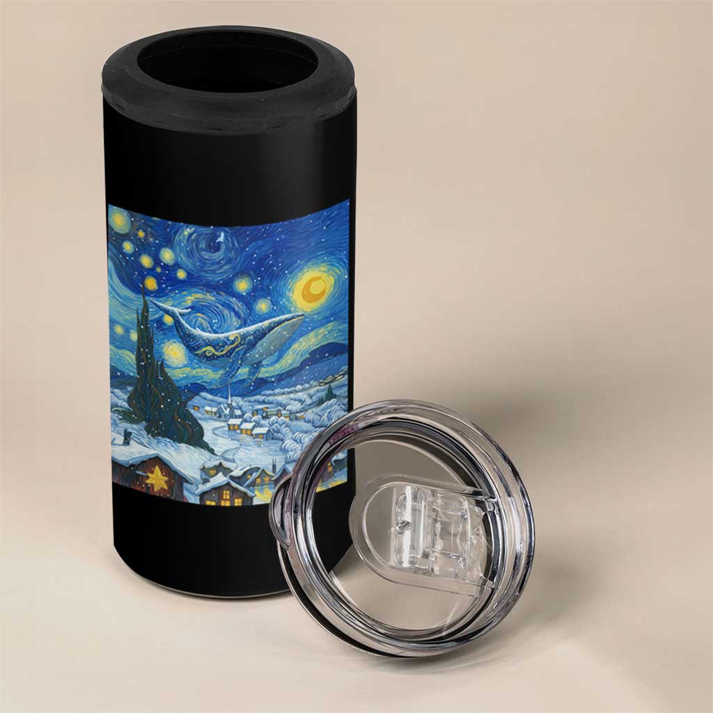 Whale Christmas 4 in 1 Can Cooler Tumbler Stary Night Van Gogh Christmas - Wonder Print Shop