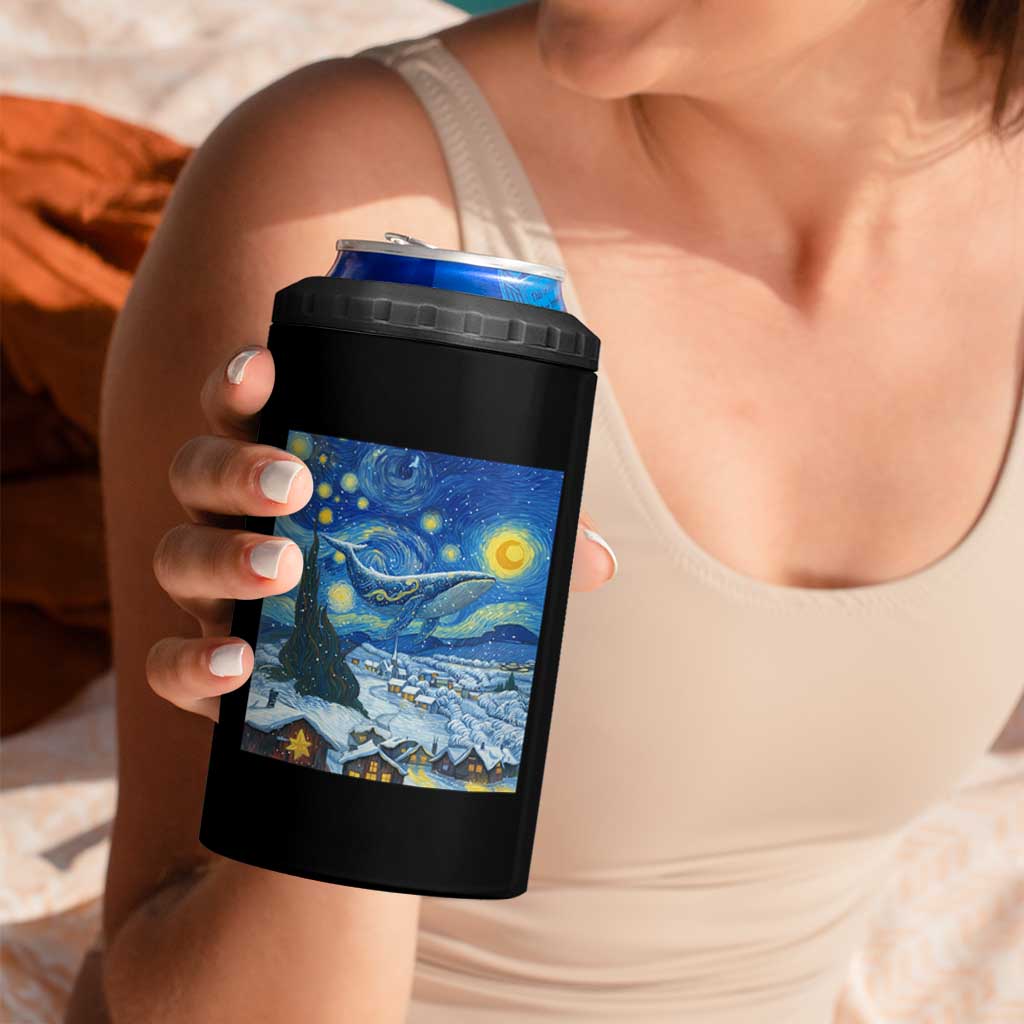 Whale Christmas 4 in 1 Can Cooler Tumbler Stary Night Van Gogh Christmas - Wonder Print Shop