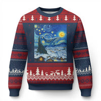 Whale Xmas Ugly Christmas Sweater Stary Night Van Gogh Xmas - Wonder Print Shop