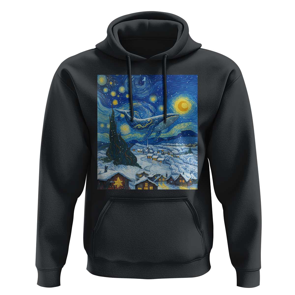 Whale Christmas Hoodie Stary Night Van Gogh Christmas - Wonder Print Shop