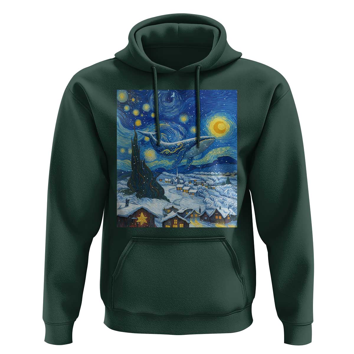 Whale Christmas Hoodie Stary Night Van Gogh Christmas - Wonder Print Shop