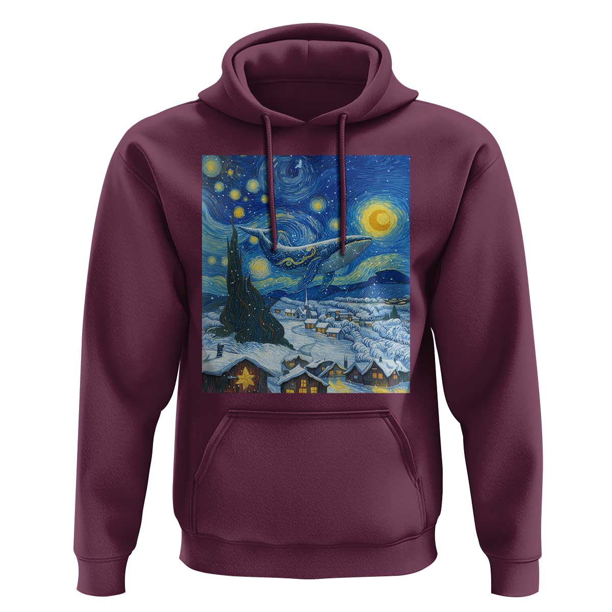 Whale Christmas Hoodie Stary Night Van Gogh Christmas - Wonder Print Shop