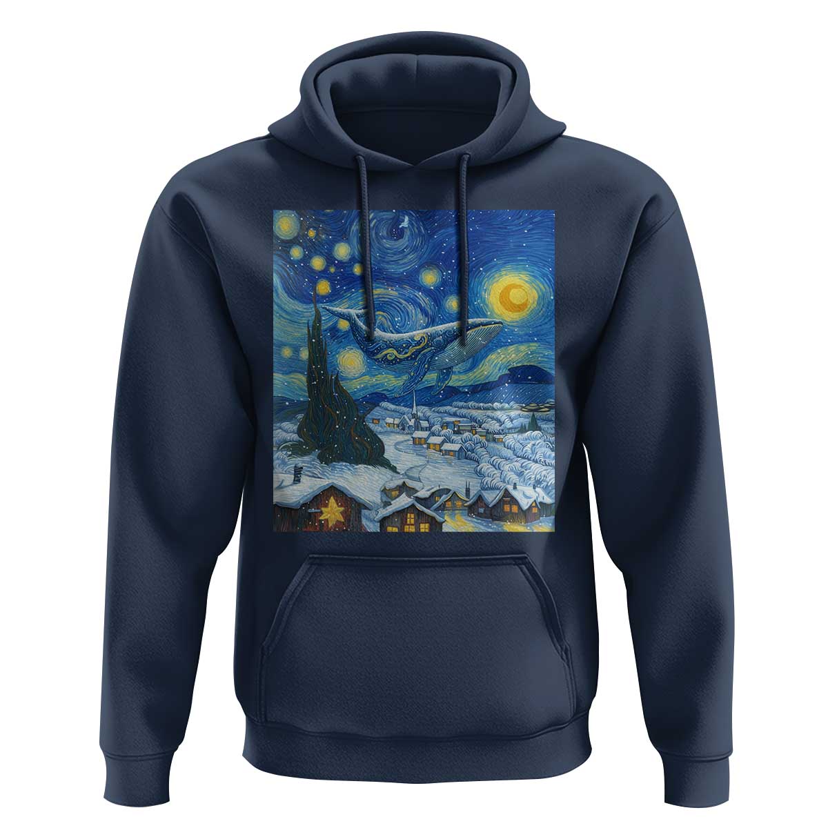 Whale Christmas Hoodie Stary Night Van Gogh Christmas - Wonder Print Shop