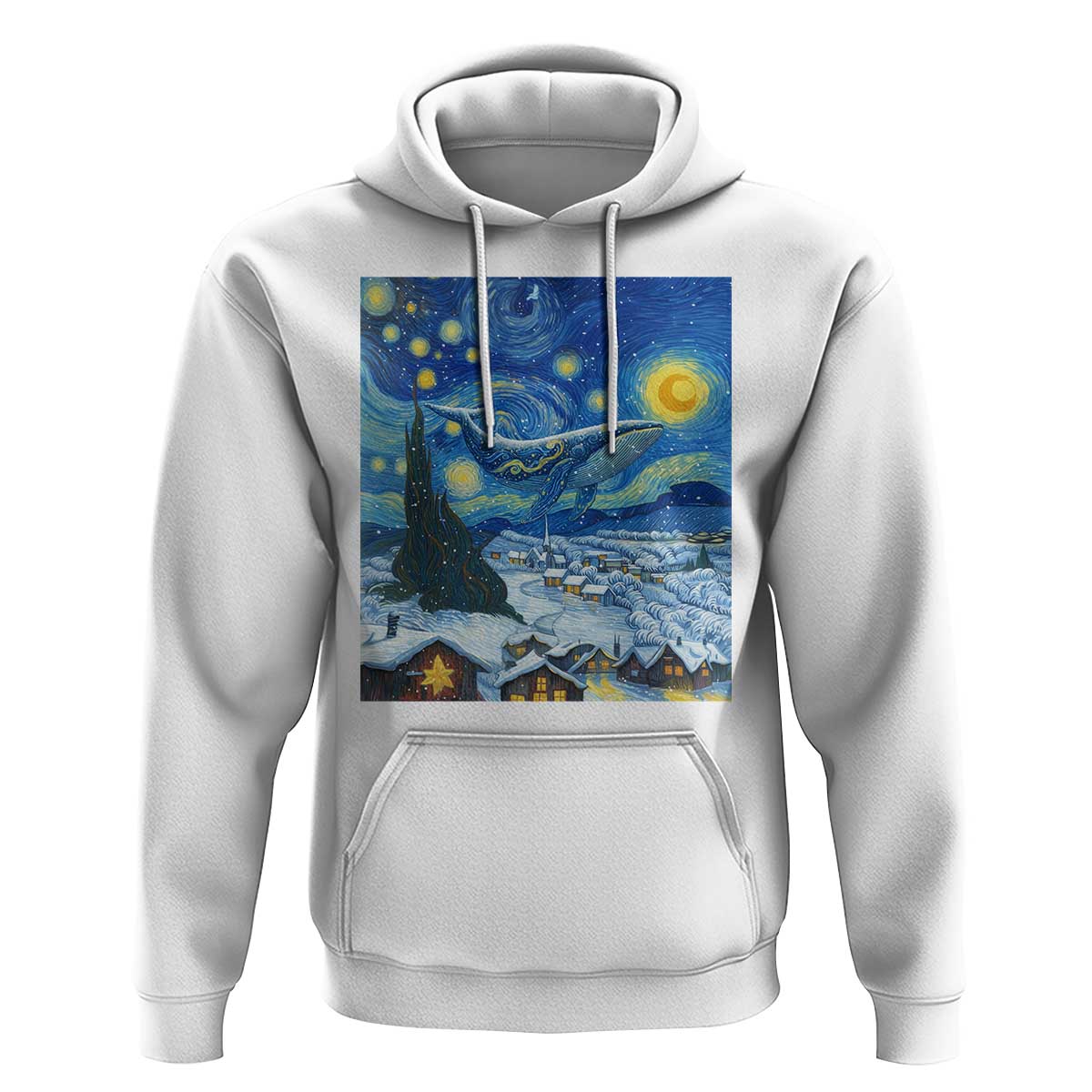 Whale Christmas Hoodie Stary Night Van Gogh Christmas - Wonder Print Shop