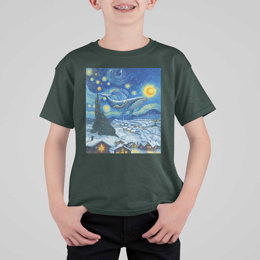 Whale Christmas T Shirt For Kid Stary Night Van Gogh Christmas - Wonder Print Shop